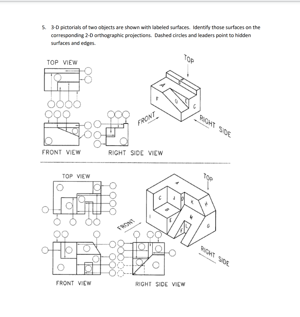 Solved 5. 3-D pictorials of two objects are shown with | Chegg.com