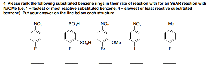 Solved 4 Please Rank The Following Substituted Benzene 