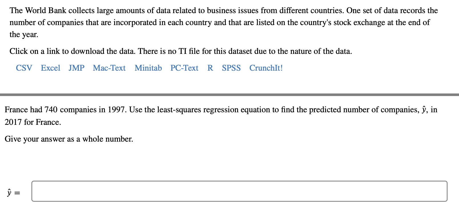 Solved The World Bank collects large amounts of data related | Chegg.com