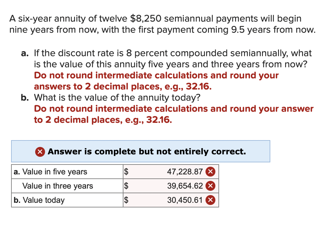 Solved A six-year annuity of twelve $8,250 semiannual