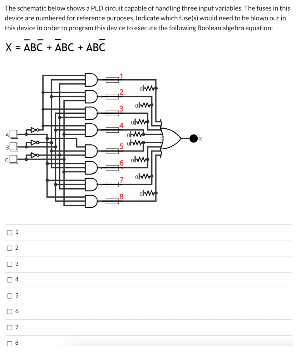 Solved The schematic below shows a PLD circuit capable of | Chegg.com