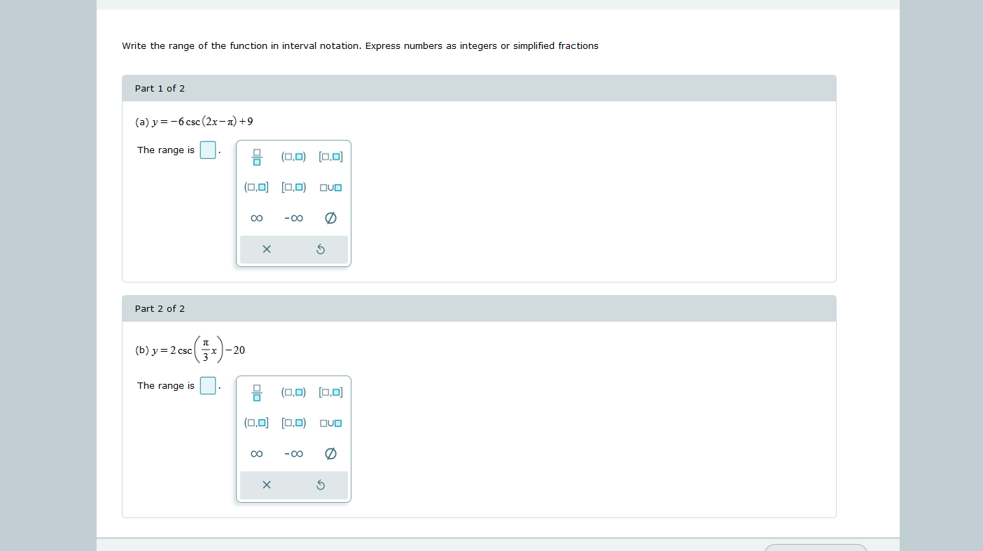 Solved Write the range of the function in interval notation. | Chegg.com
