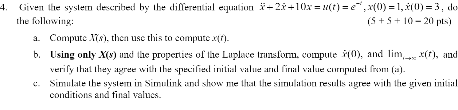 Solved 4. Given the system described by the differential | Chegg.com
