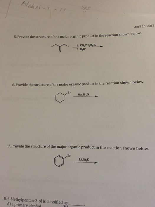 Solved Provide The Structure Of The Major Organic Product In 2626