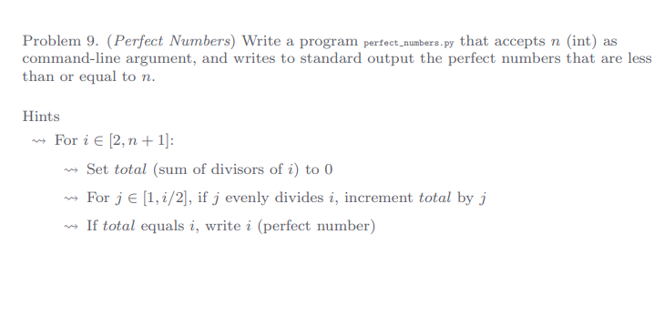 Solved Problem 9. (Perfect Numbers) Write a program | Chegg.com