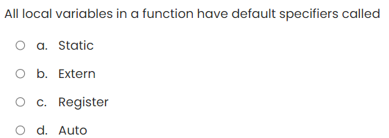 Solved All local variables in a function have default | Chegg.com