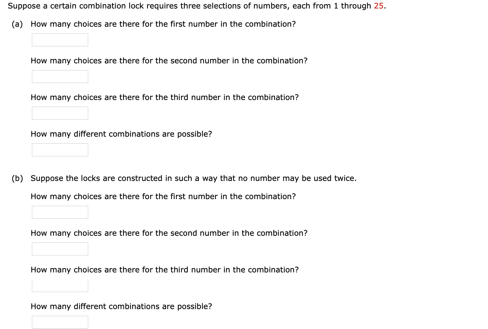 Solved Suppose a certain combination lock requires three