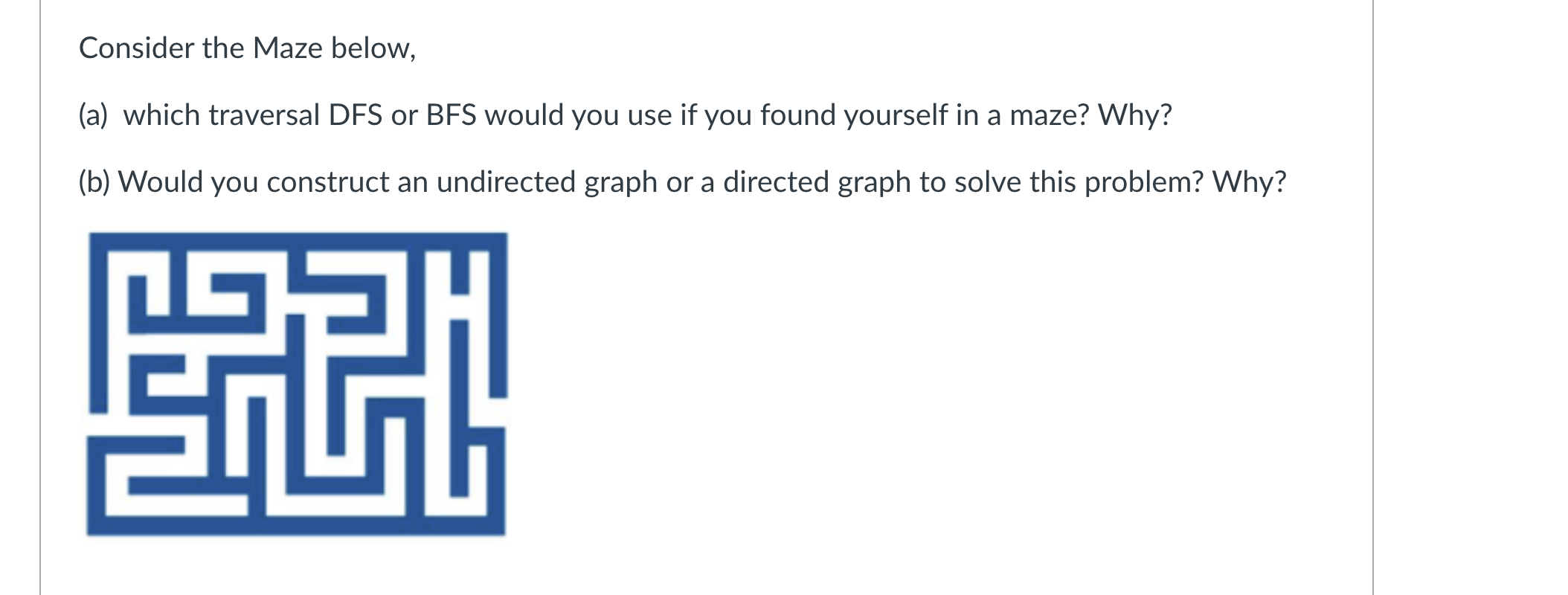 Solved Consider the Maze below, (a)which traversal DFS or | Chegg.com