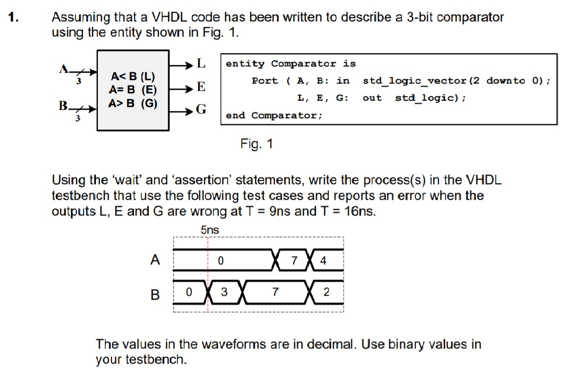1. Assuming that a VHDL code has been written to | Chegg.com