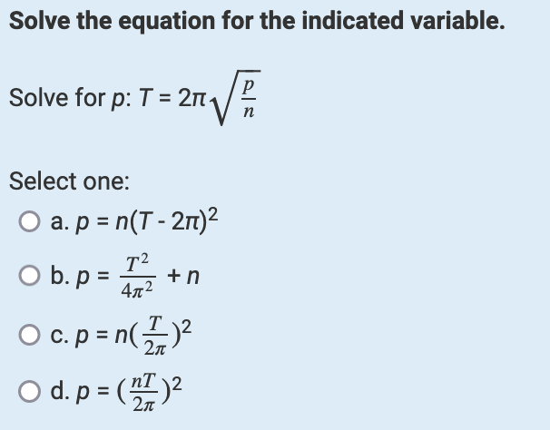 Solved Solve the equation for the indicated variable. Solve | Chegg.com