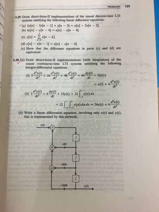 Solved PROBLEMS 135 3.29 Draw direct-form-II implementations | Chegg.com