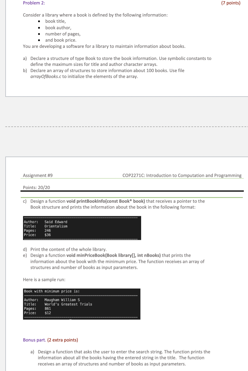 Solved Problem 2: (7 points) Consider a library where a book | Chegg.com