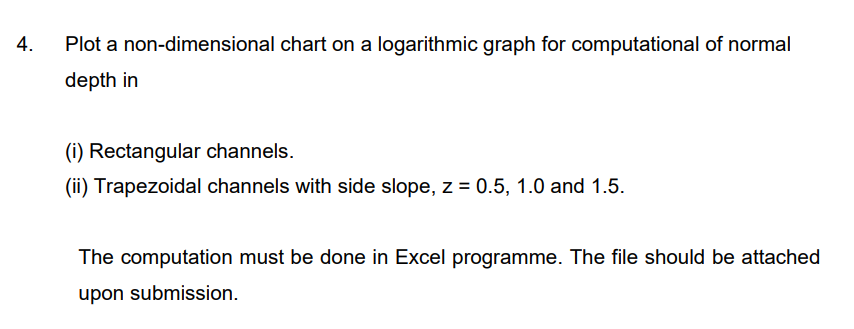 4. Plot a non-dimensional chart on a logarithmic | Chegg.com