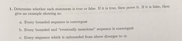 Solved 1. Determine whether each statement is true or false. | Chegg.com