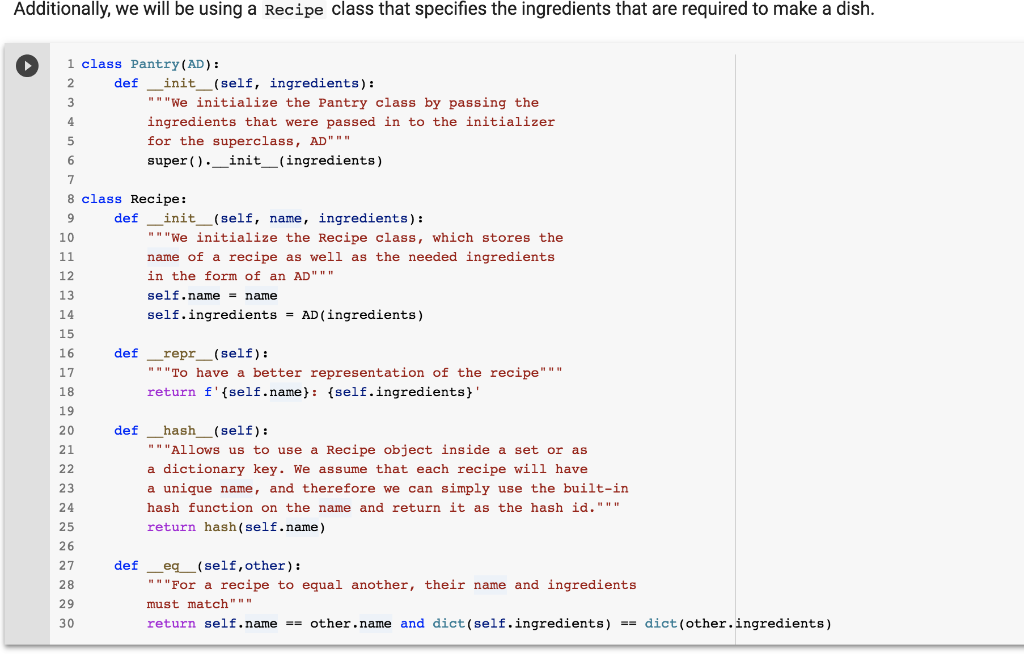 PYTHON CODING: Checking simultaneous recipe | Chegg.com