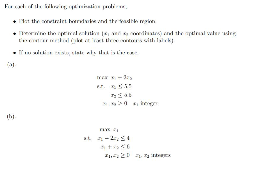 Solved For Each Of The Following Optimization Problems, | Chegg.com