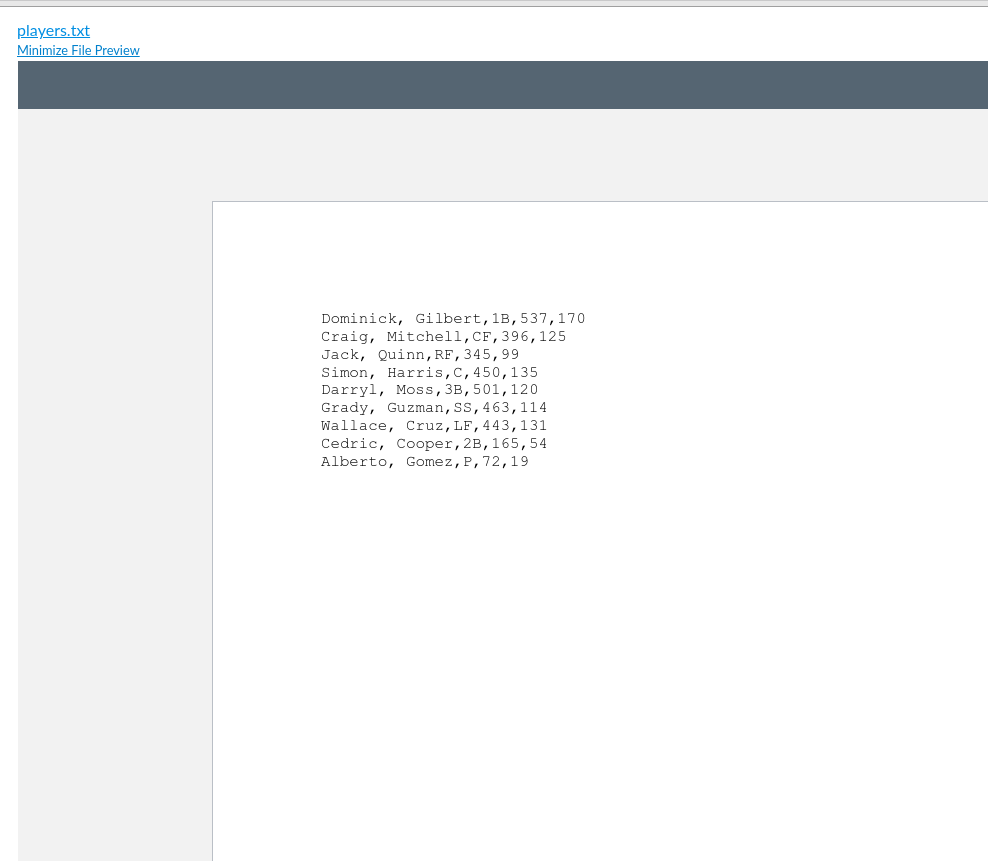 Solved Convert the Baseball Team Manager program from | Chegg.com