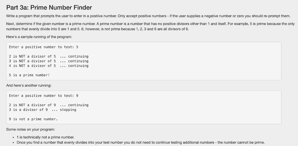 Solved Part 3a: Prime Number Finder Write a program that | Chegg.com