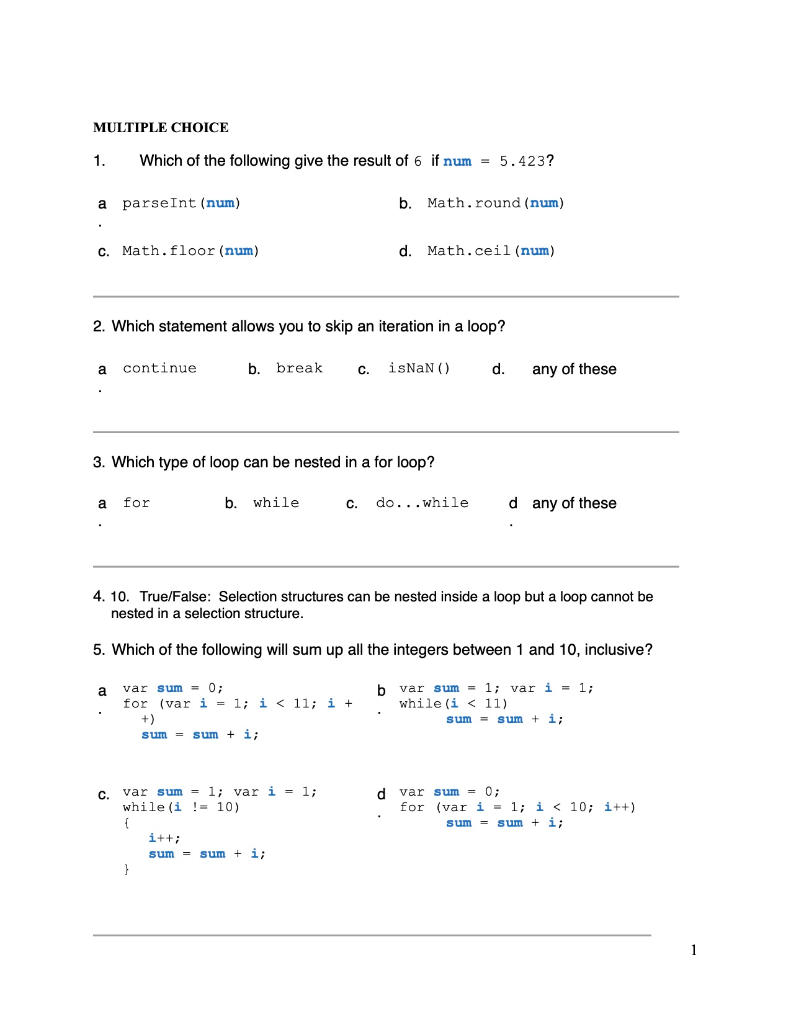 Solved MULTIPLE CHOICE 1. Which of the following give the | Chegg.com