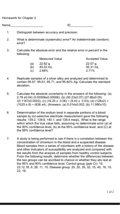 Solved Distinguish between accuracy and precision. What is | Chegg.com