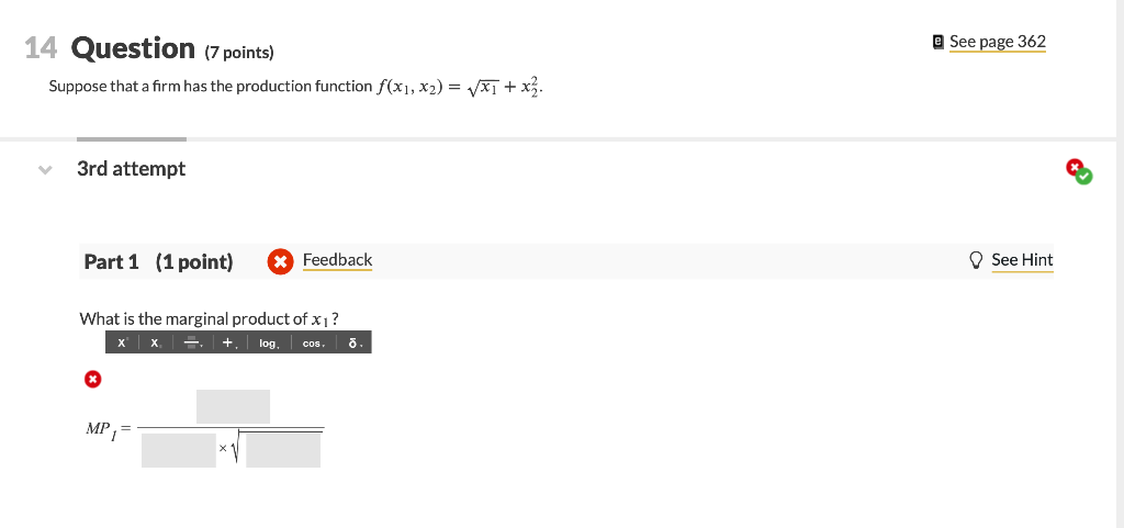 Solved Part 2 (3 points) Feedback See Hint Suppose that xj = | Chegg.com