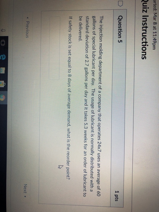 Solved arted: Mar 8 at 11:49pm uiz Instructions DQuestion 5 | Chegg.com