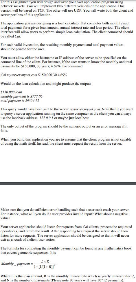 For this assignment you will design and write your | Chegg.com