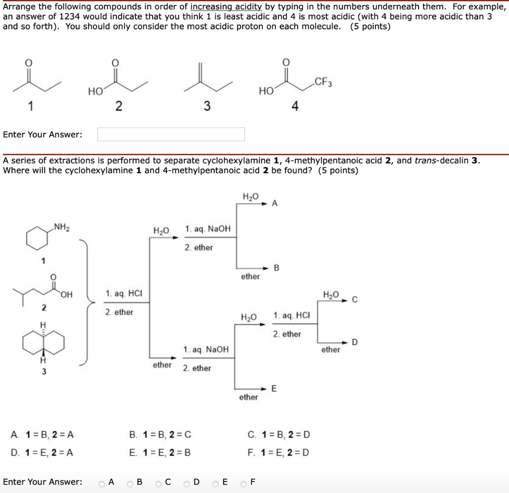 Solved Arrange the following compounds in order of | Chegg.com