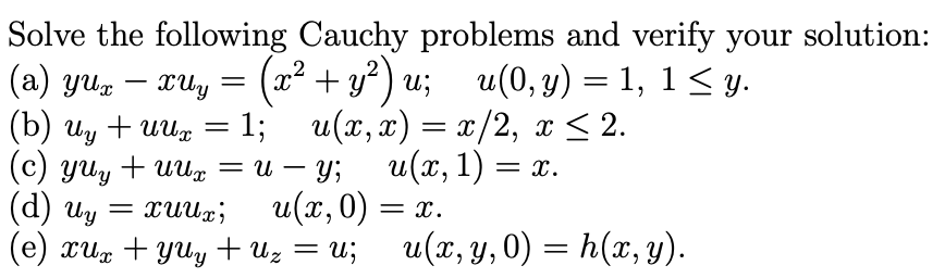 Solved (a) Yux Solve the following Cauchy problems and | Chegg.com