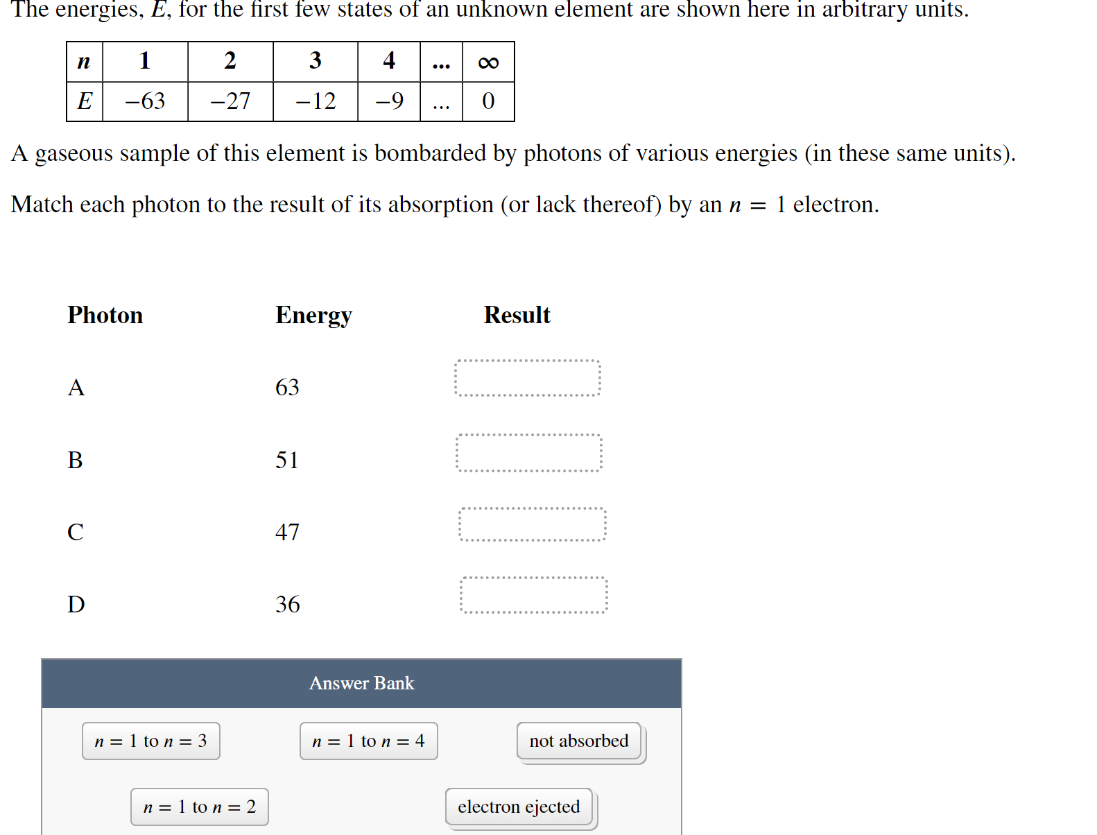 Solved The energies, E, ﻿for the first few states of an | Chegg.com