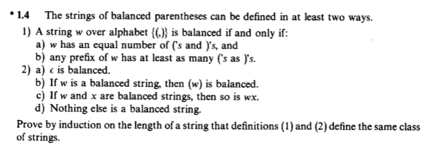Solved * 1.4 The strings of balanced parentheses can be | Chegg.com