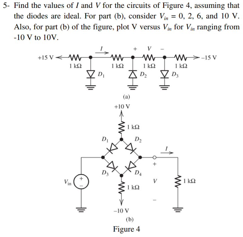 Solved 5- Find the values of I and V for the circuits of | Chegg.com