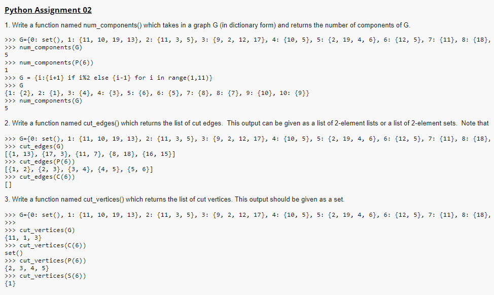 python function assignment questions