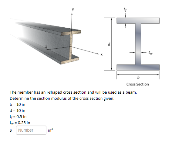 Solved D Tw B Cross Section The Member Has An I-shaped Cross | Chegg.com