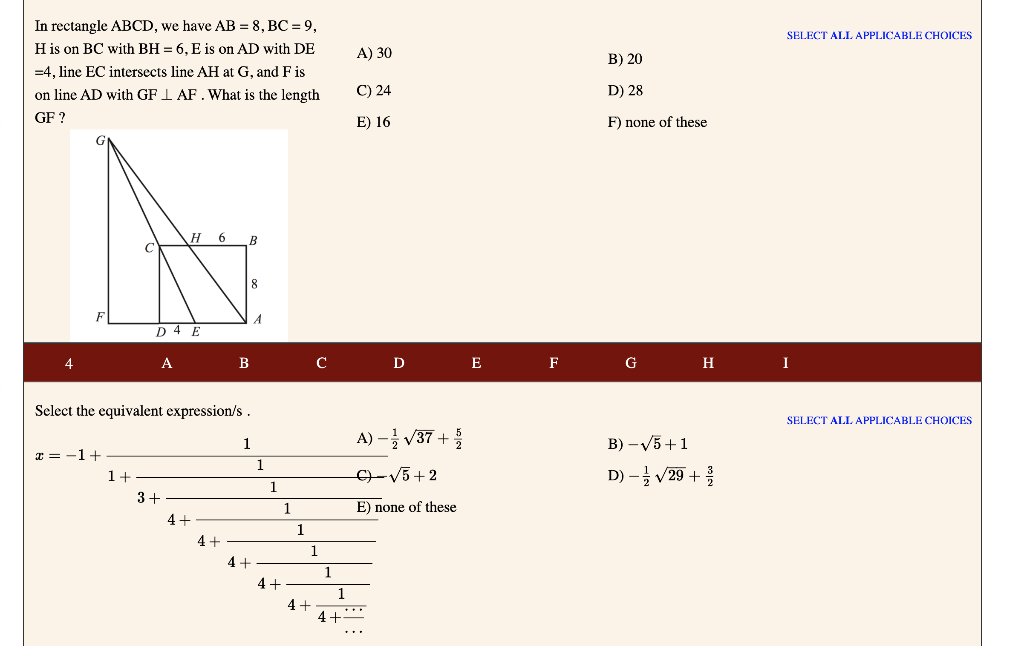 Solved SELECT ALL APPLICABLE CHOICES A) 30 B) 20 In | Chegg.com