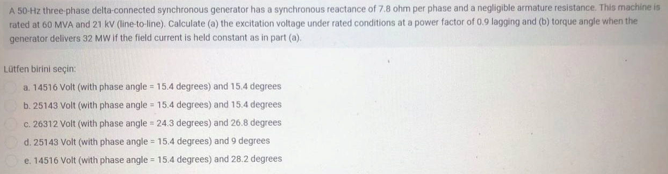 Solved A 50 Hz three phase delta-connected synchronous | Chegg.com