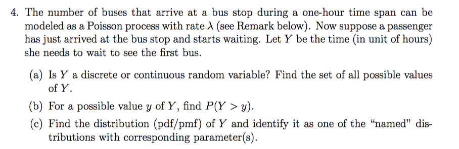 4. The number of buses that arrive at a bus stop | Chegg.com
