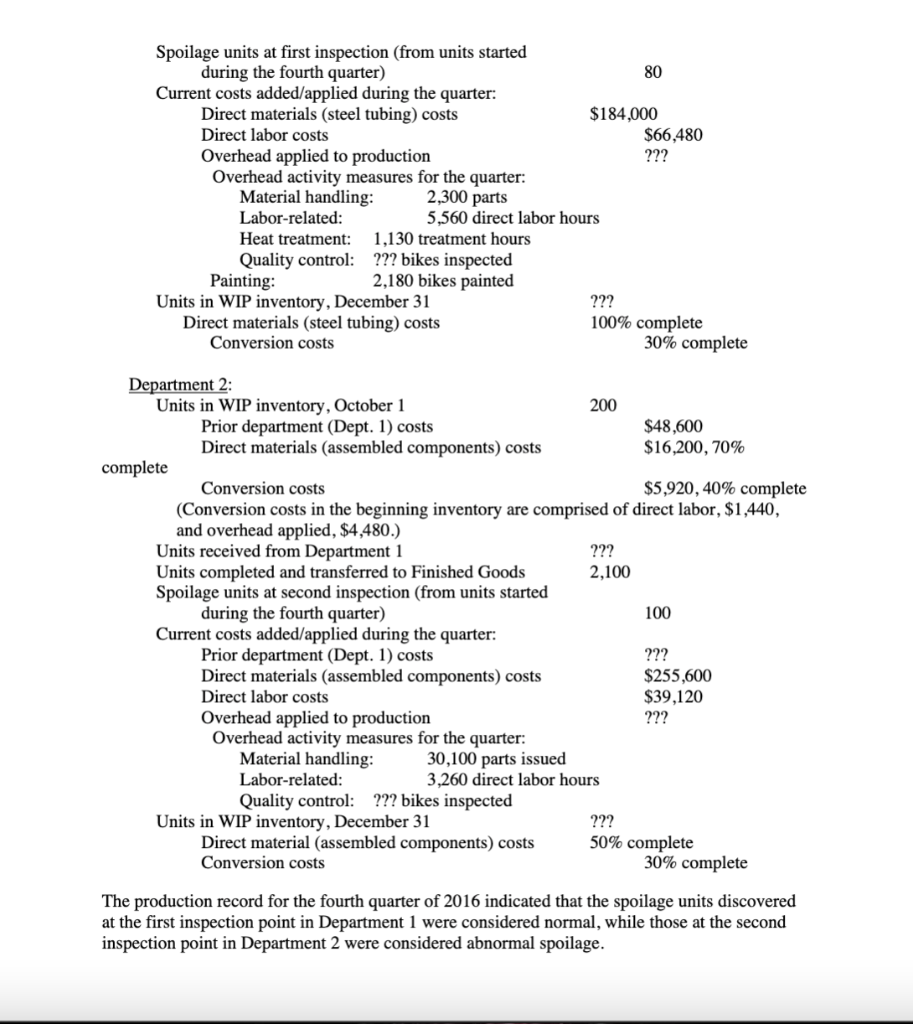 CASE SANDERS CYCLE COMPANY PROCESS COSTING Sanders