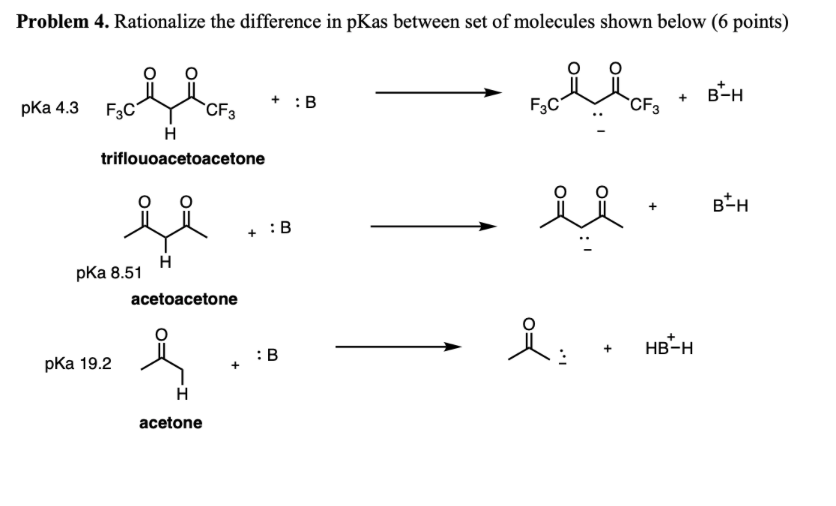 Solved Problem 4. Rationalize the difference in pKas between | Chegg.com