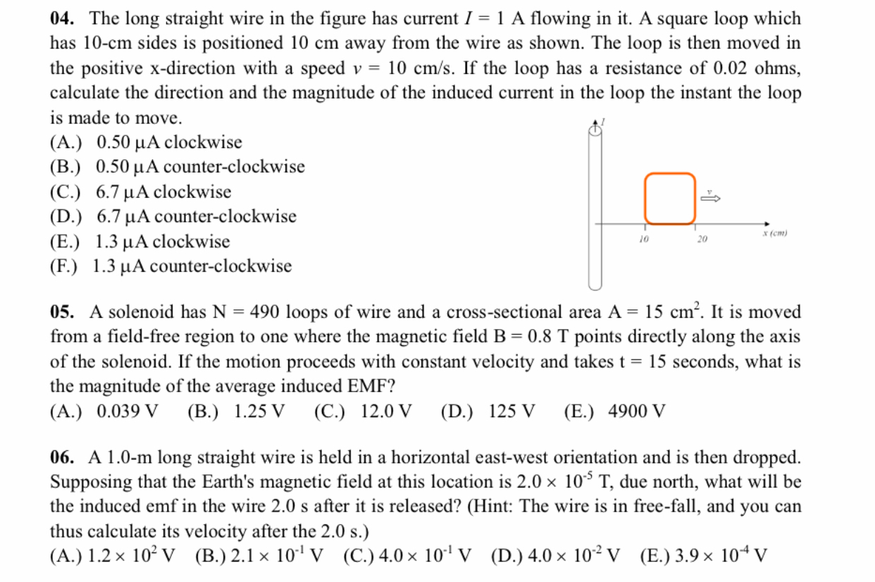 Solved 04. The long straight wire in the figure has current | Chegg.com