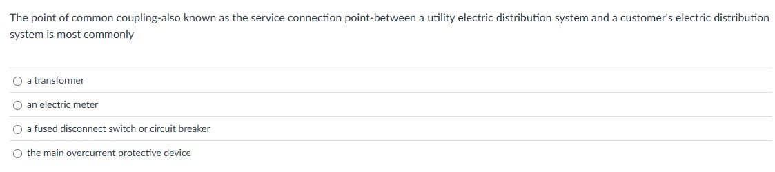 Solved The point of common coupling-also known as the | Chegg.com