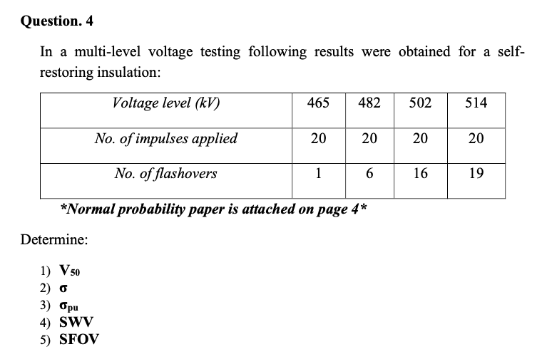 Question. 4 In a multi-level voltage testing | Chegg.com