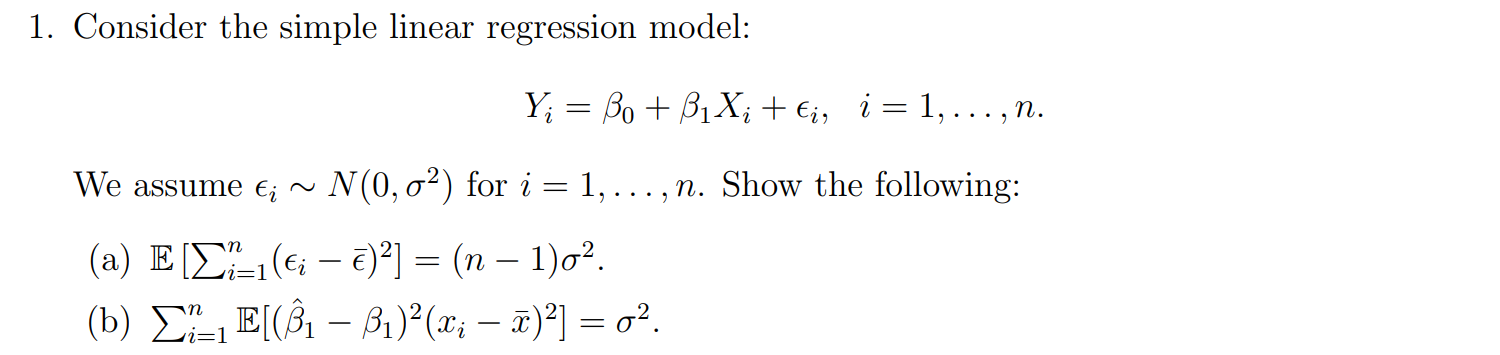 Solved Consider the simple linear regression | Chegg.com