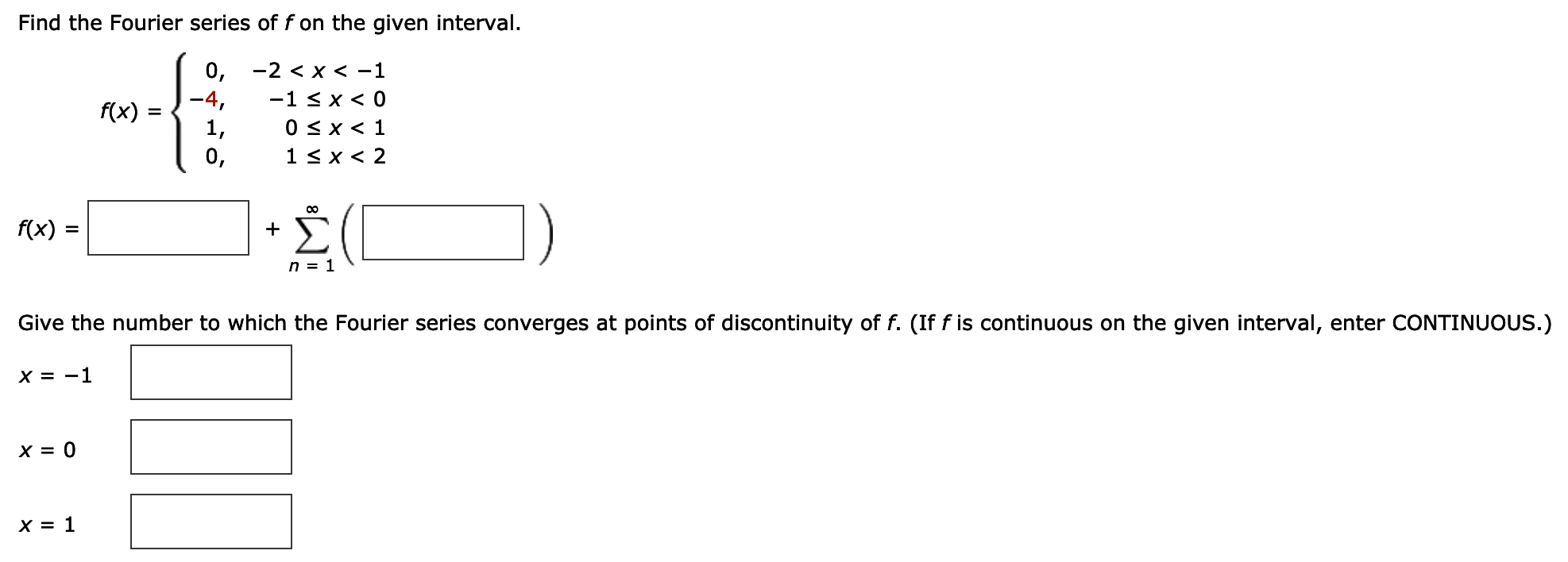 Solved Find The Fourier Series Of F On The Given Interval