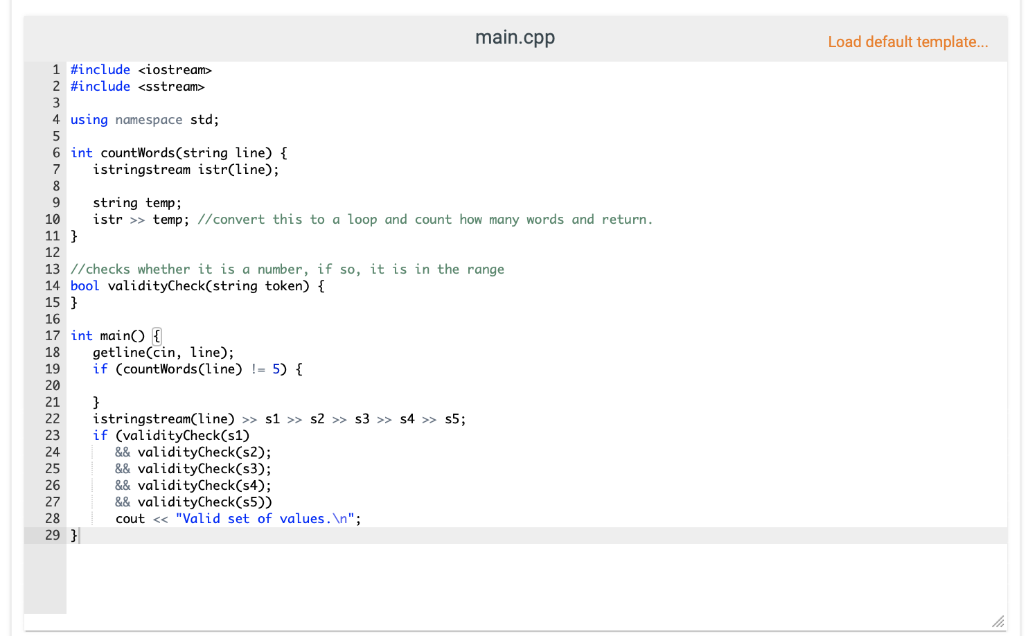 Solved Complete this program to read exactly 5 numbers (3 | Chegg.com