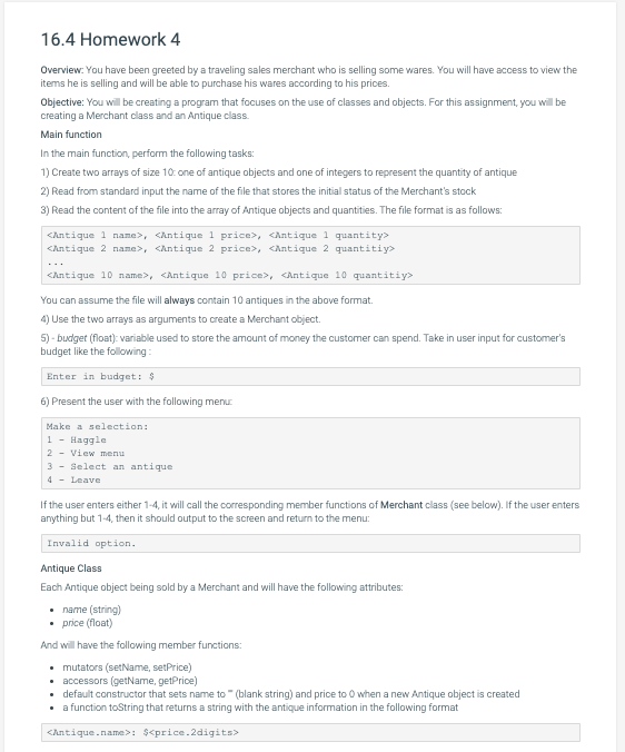 Solved 16.5 Homework 5 C++ PLEASE!!! OVERVIEW This homework | Chegg.com