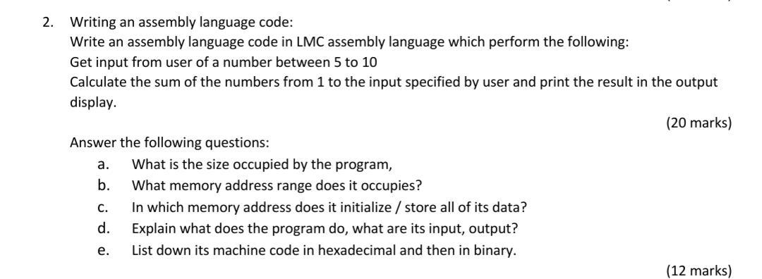 Solved 2. Writing an assembly language code: Write an | Chegg.com