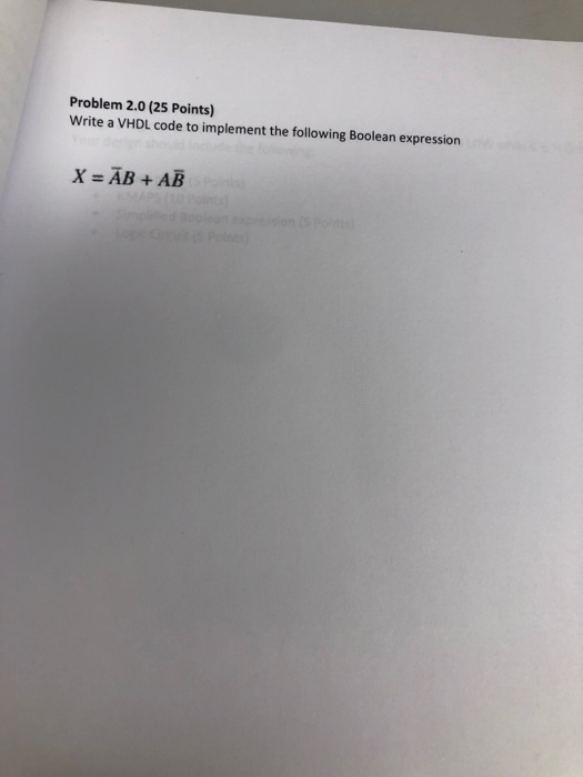 Solved Problem 2.0 (25 Points) Write a VHDL code to | Chegg.com