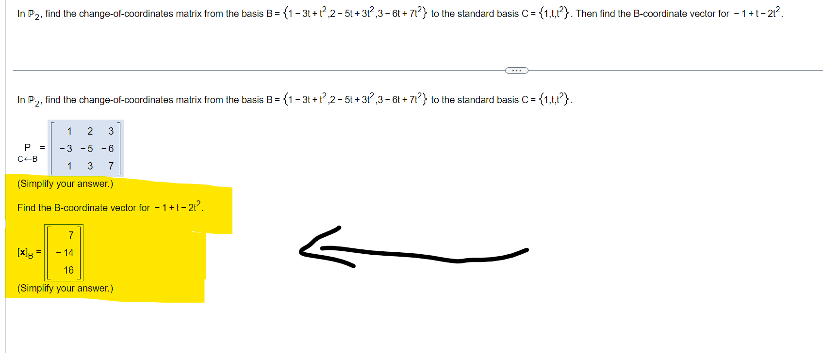 Solved In P2, Find The Change-of-coordinates Matrix From The | Chegg.com