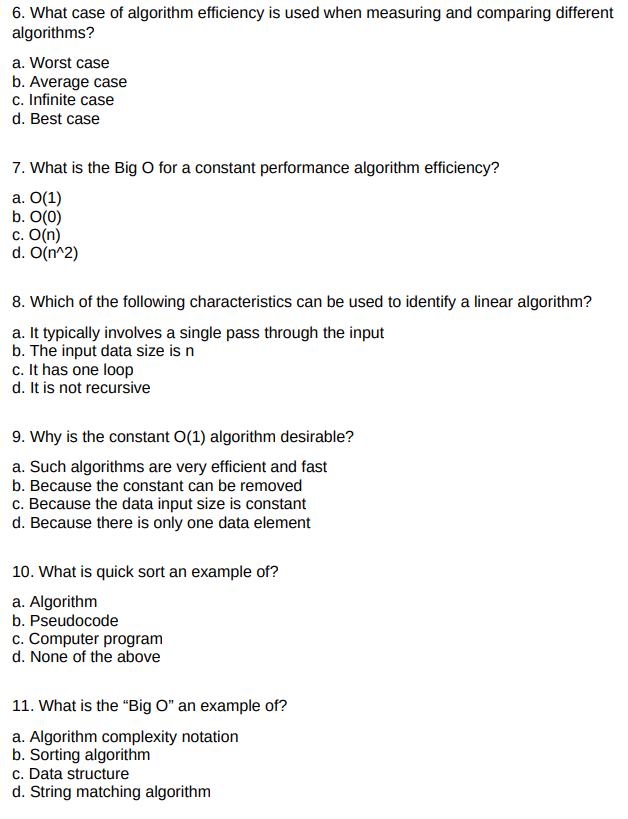 Solved 6. What case of algorithm efficiency is used when | Chegg.com